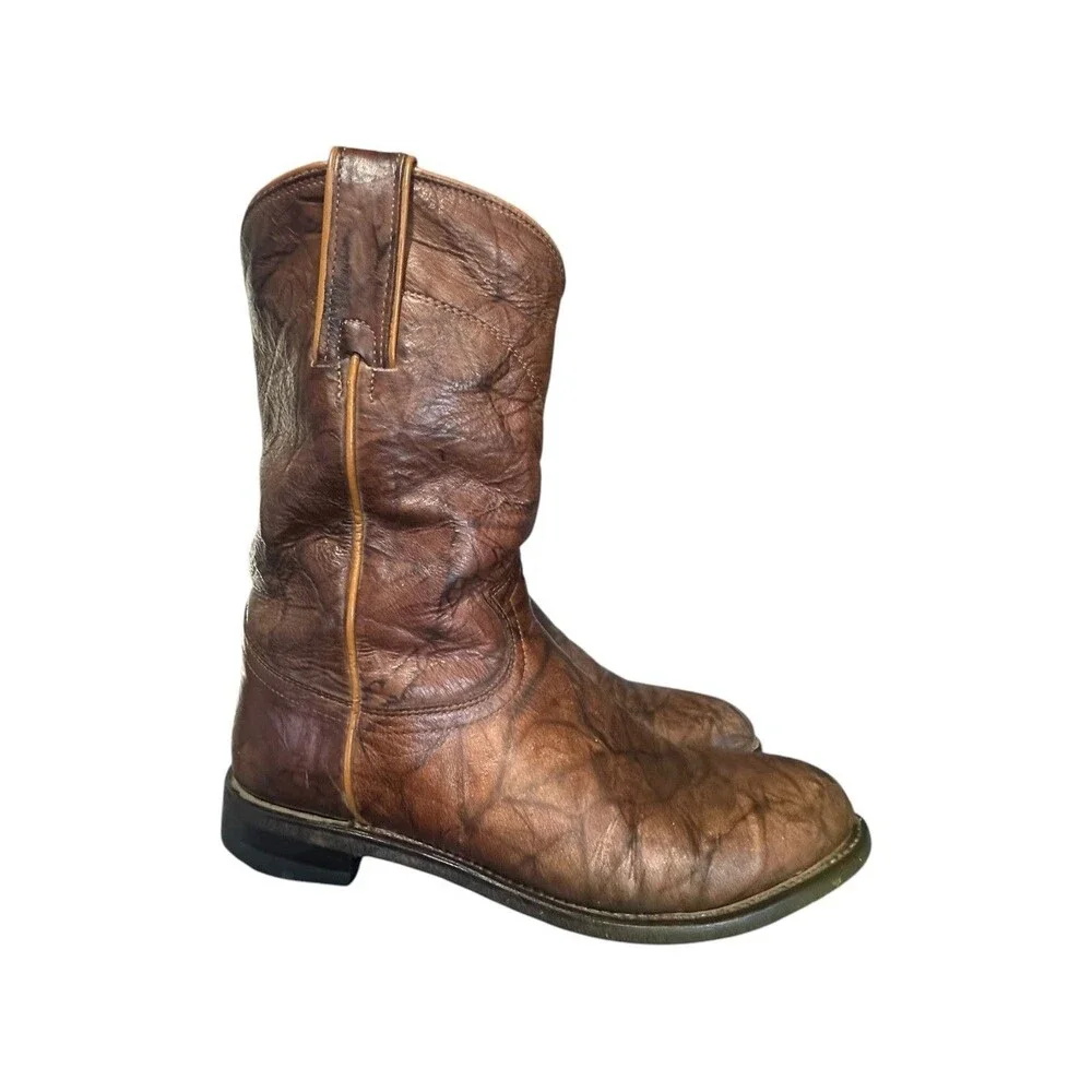 Justin Men's Jackson 10” Roper Boots Chestnut Marbled Style 3163 Sz 8.5 D Brown